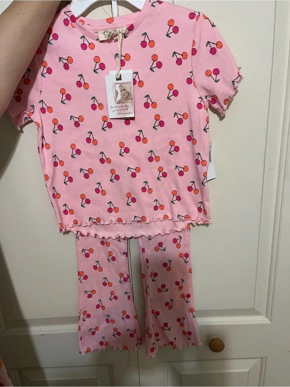 Jessica Simpson Pink Cherry Print Kids Pajama Set